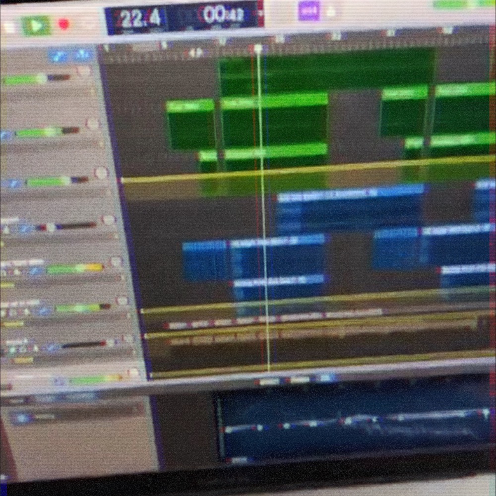 Blurry picture of Aiden's first beat in Garageband